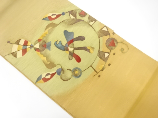 抽象草葉模様織り出し　袋帯